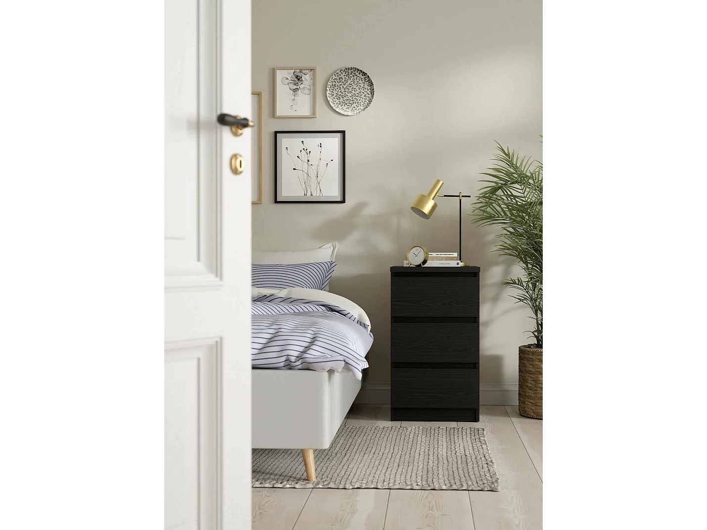 Commode Drepett, Commode polyvalente, Commode de chambre, Meuble avec tiroirs, 50x40 h70 cm, Noir