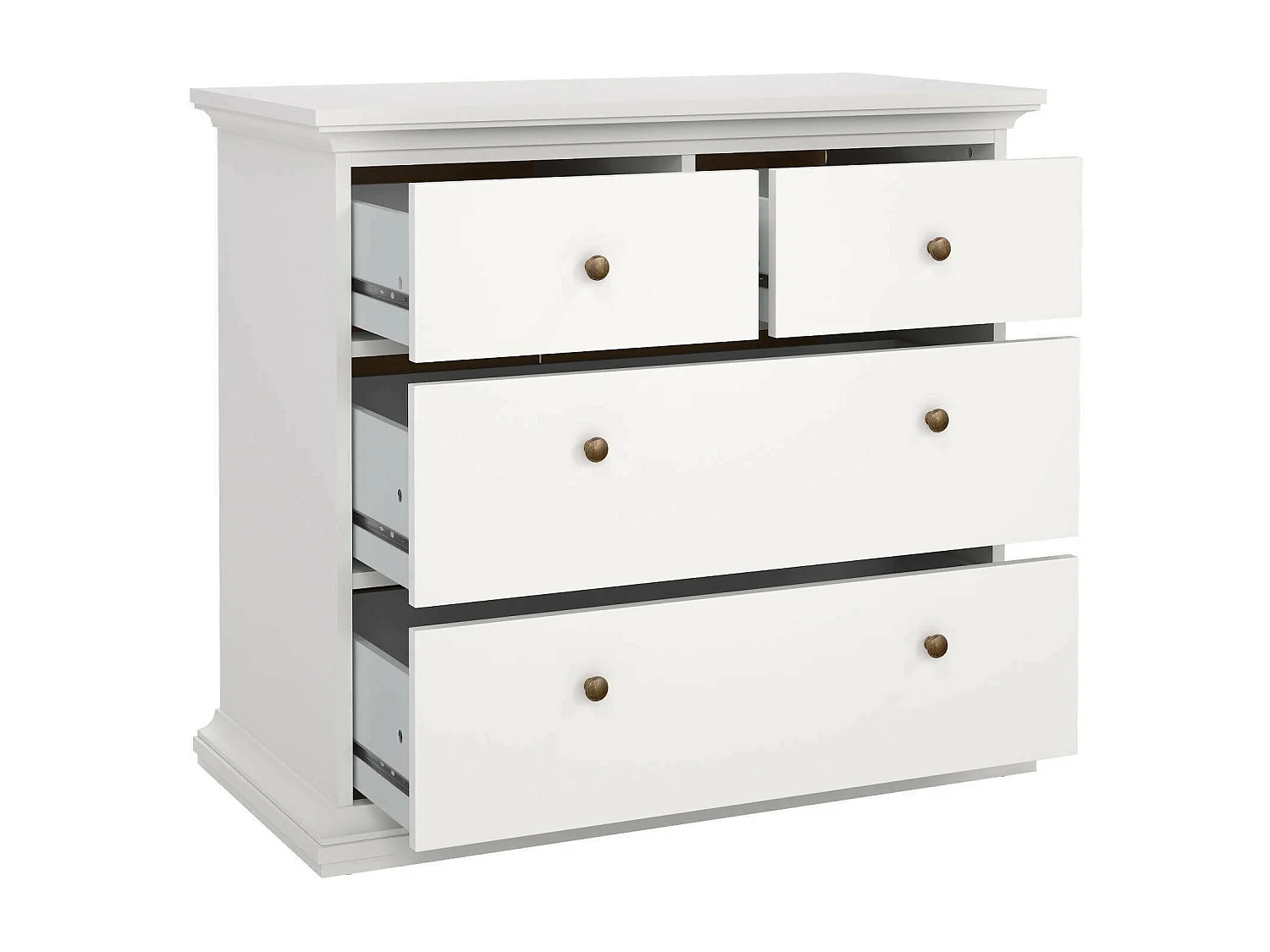 Dribold ladekast, Multifunctionele ladekast, Slaapkamerdressoir, Kast met laden, 96x49 h87 cm, Wit