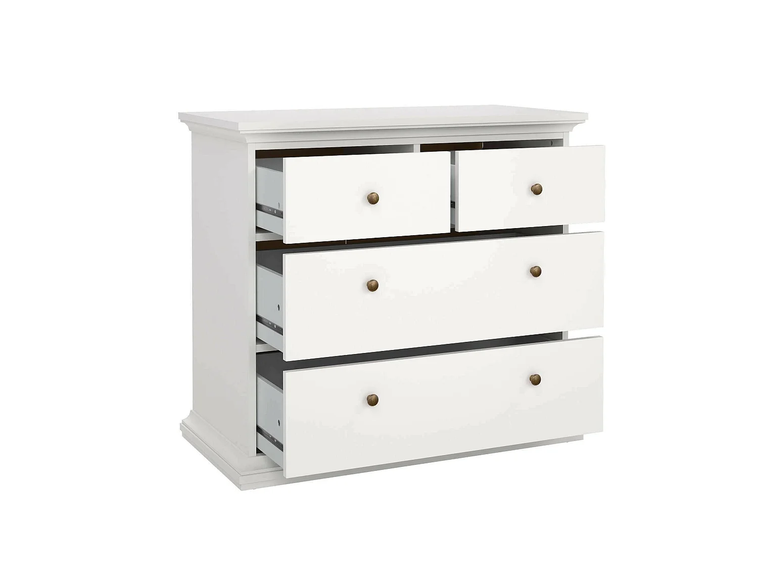 Dribold ladekast, Multifunctionele ladekast, Slaapkamerdressoir, Kast met laden, 96x49 h87 cm, Wit