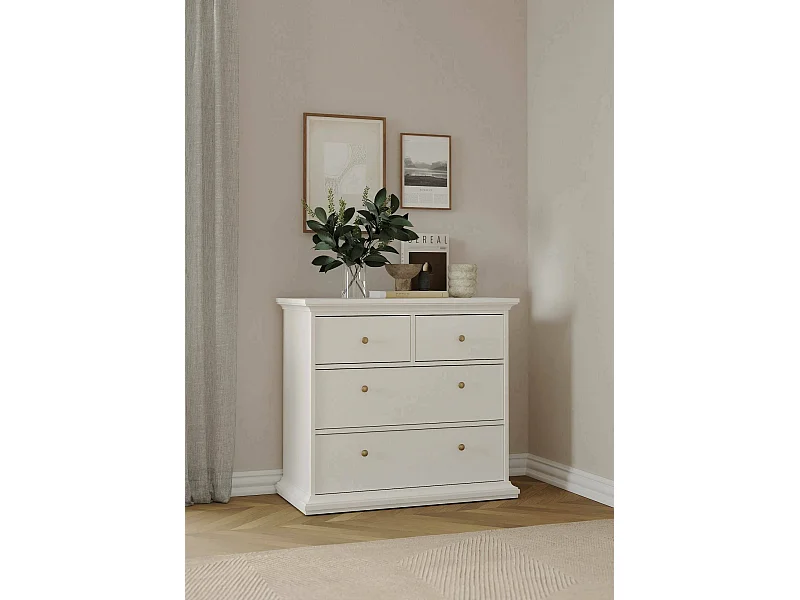 Commode Dribold, Commode polyvalente, Commode de chambre, Meuble avec tiroirs, 96x49 h87 cm, Blanc