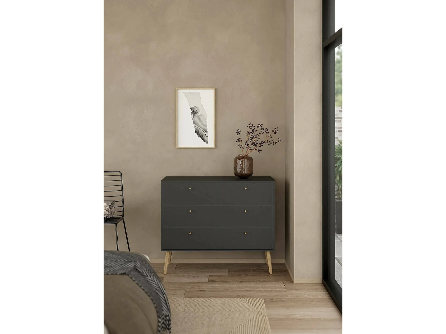 Commode Dromol, Commode polyvalente, Commode de chambre, Meuble avec tiroirs, 99x39 h82 cm, Gris