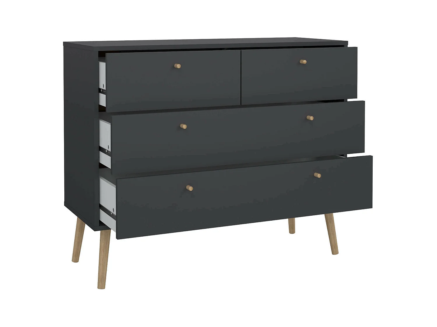 Commode Dromol, Commode polyvalente, Commode de chambre, Meuble avec tiroirs, 99x39 h82 cm, Gris