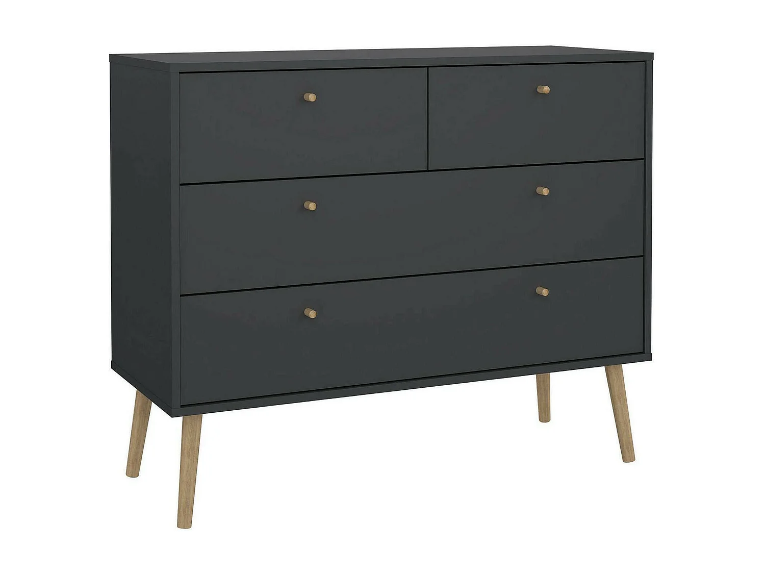 Kommode Dromol, Mehrzweckkommode, Schlafzimmerkommode, Schrank mit Schubladen, 99x39 h82 cm, Grau