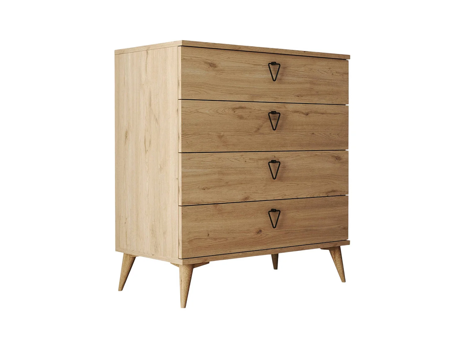 Commode Dsmit, Commode polyvalente, Commode de chambre, Meuble avec tiroirs, 80x45 h91 cm, Chêne