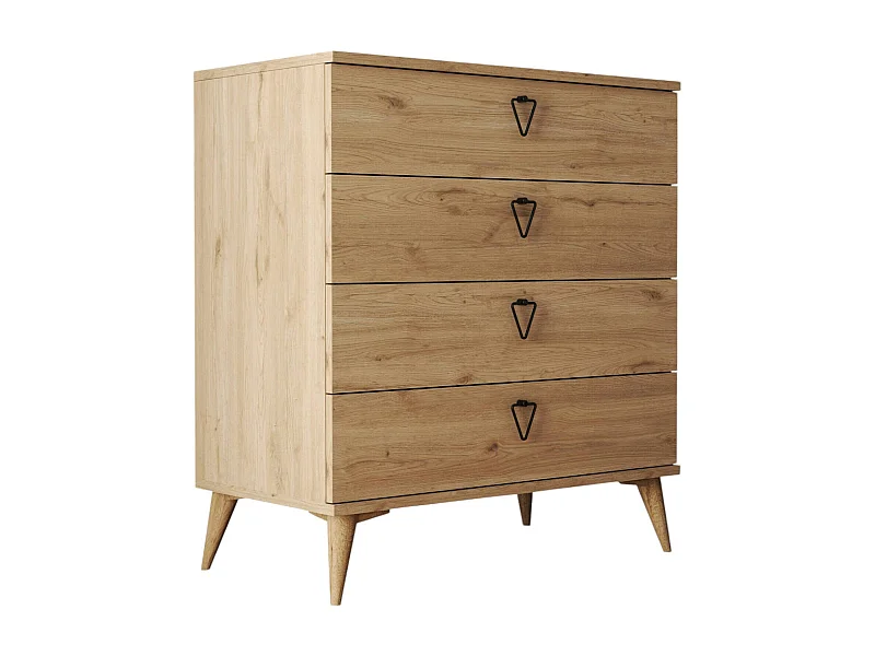 Cajonera Dsmit, Cómoda multiusos, Cómoda de dormitorio, Gabinete con cajones, 80x45 h91 cm, Roble