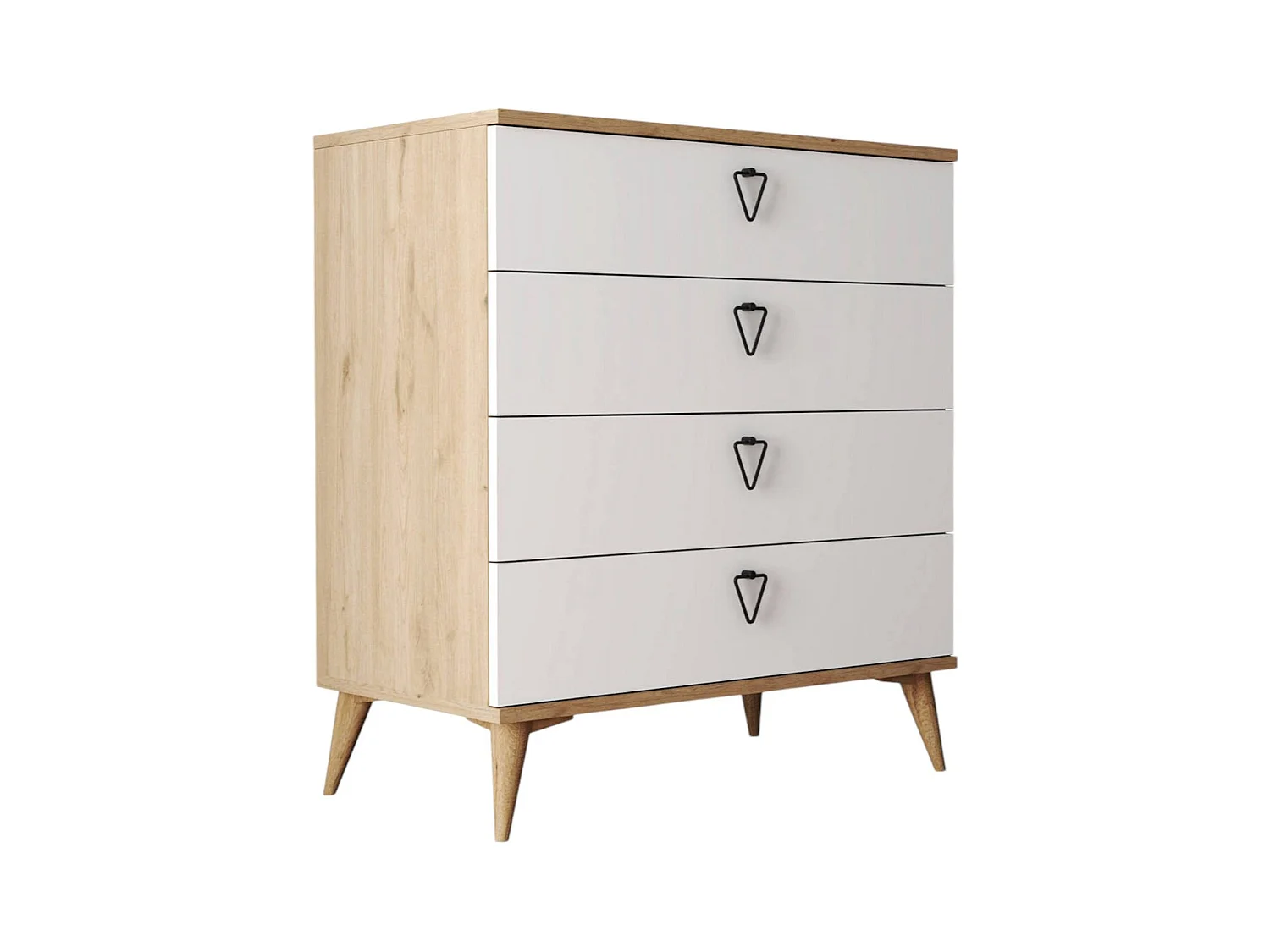 Commode Dsmit, Commode polyvalente, Commode de chambre, Meuble avec tiroirs, 80x45 h91 cm, Chêne et Blanc