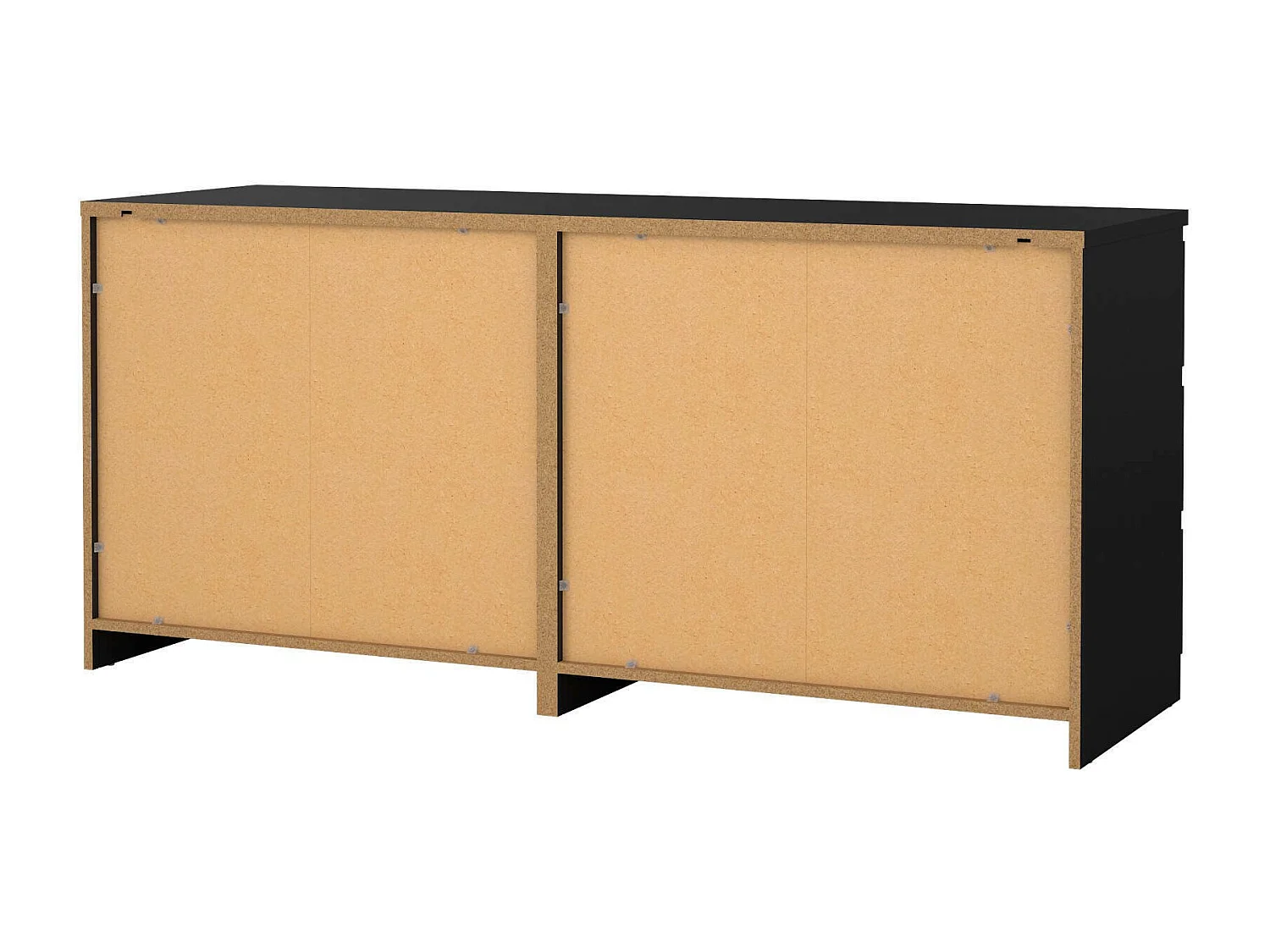 Commode Drui, Commode polyvalente, Commode de chambre, Meuble avec tiroirs, 154x50 h70 cm, Noir