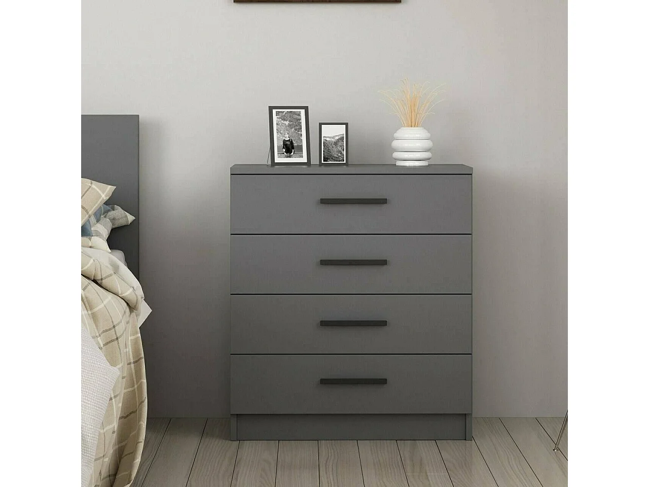 Cómoda Dfelle, Cómoda multiusos, Cómoda de quarto, Armário com gavetas, 70x79 h42 cm, Cinza Cinza