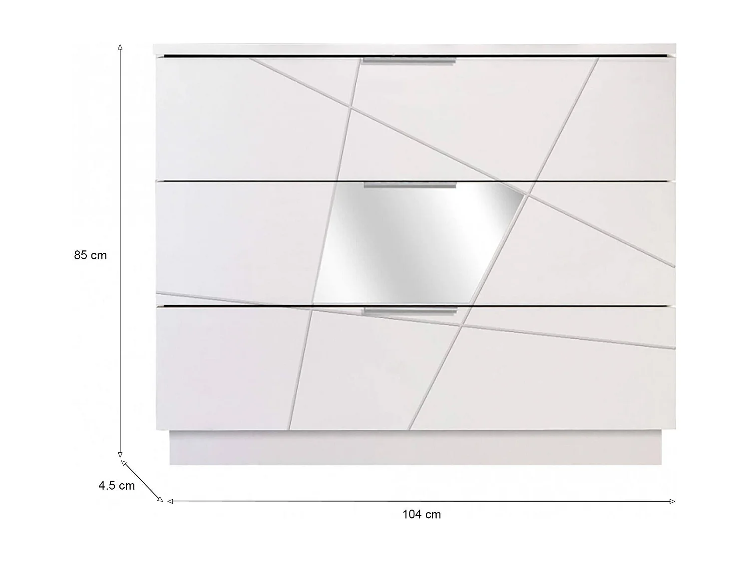Dmccollu ladekast, Multifunctionele ladekast, Slaapkamerdressoir, Kast met laden, Made in Italy, 104x45 h85 cm, Wit