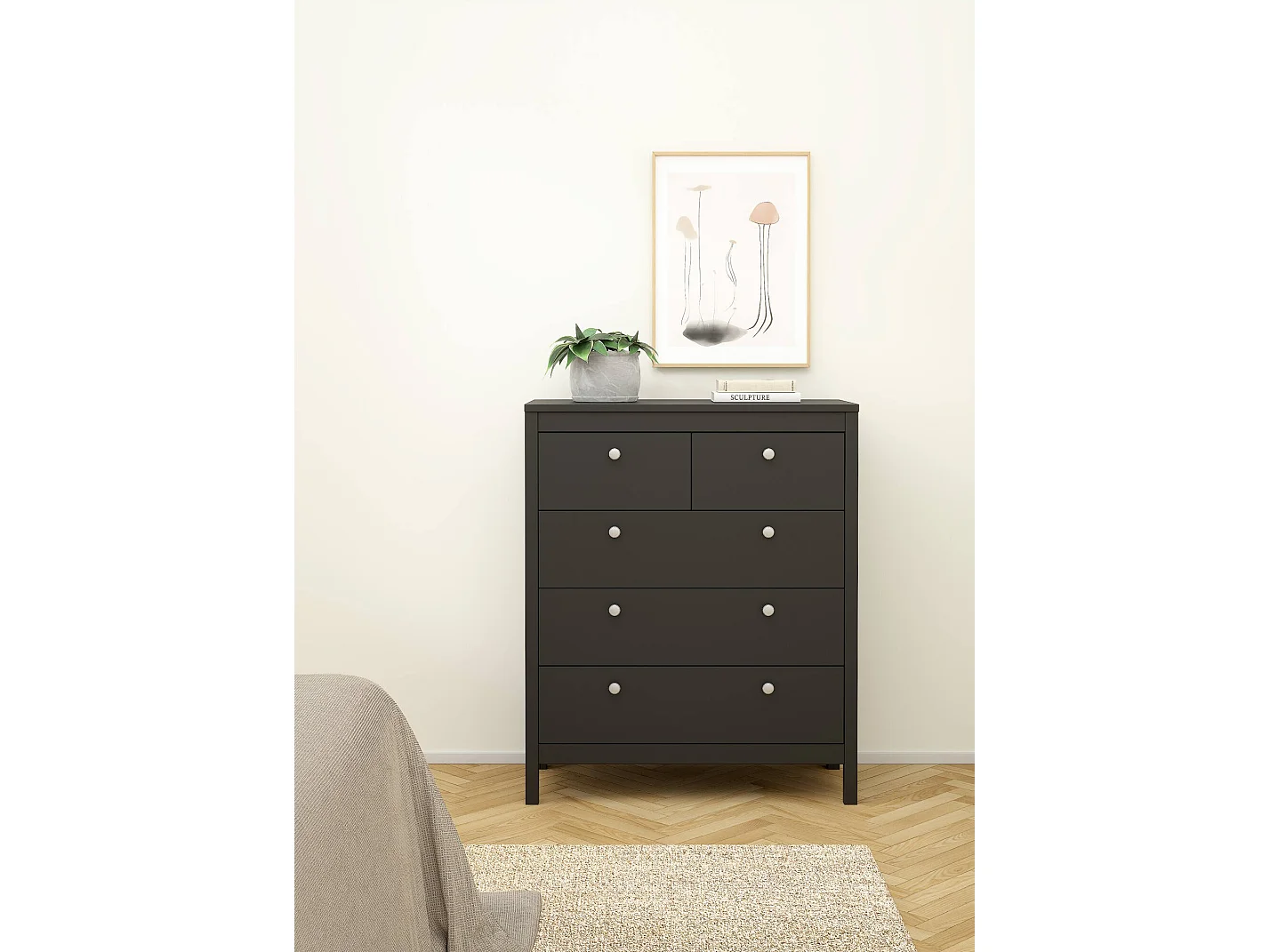 Drizzol ladekast, Multifunctionele ladekast, Slaapkamerladekast, Kast met lades, 82x38 h99 cm, Zwart