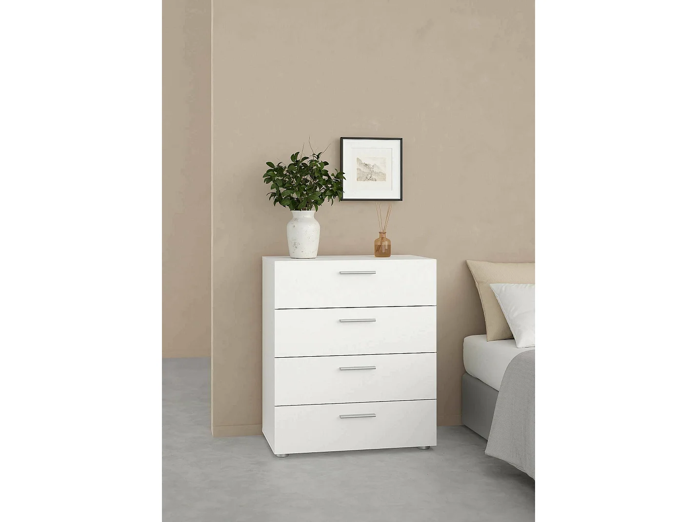 Commode Drondo, Commode polyvalente, Commode de chambre, Meuble avec tiroirs, 70x40 h82 cm, Blanc