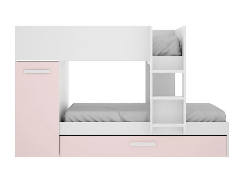 Schlafzimmer Dclar, Komplettes Schlafzimmer, Kinderzimmer, Loft-Bett Kit, 244x112 h150 cm, WeiÃŸ und Rosa