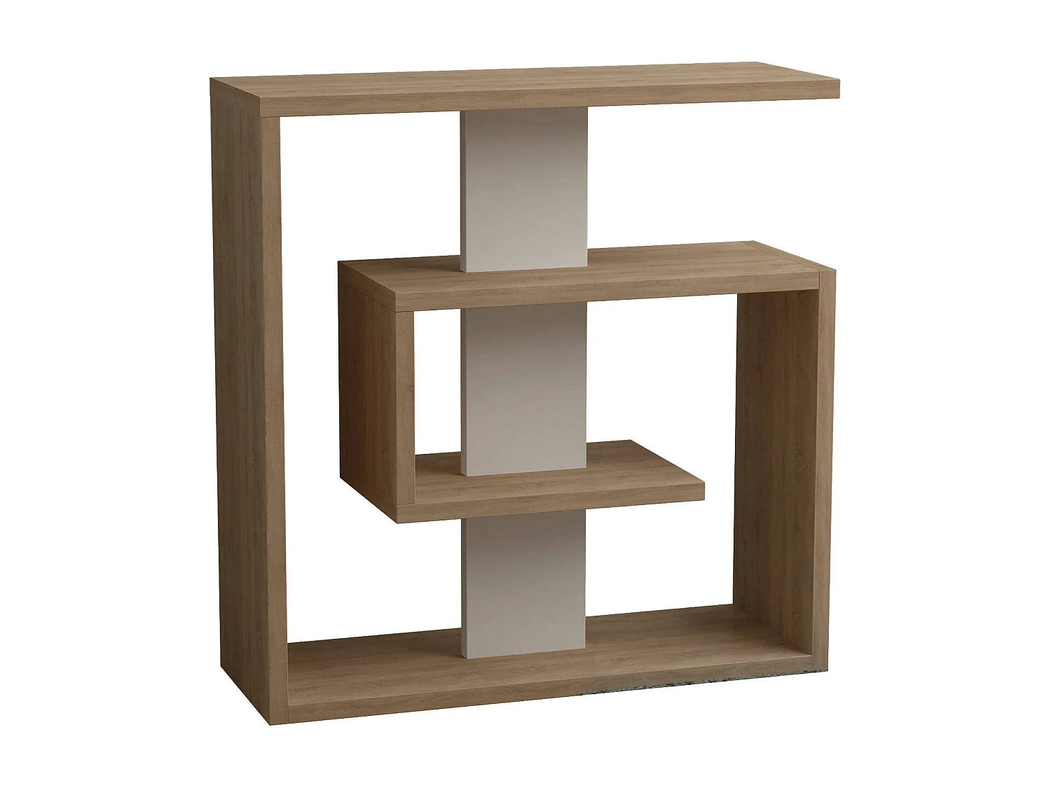 Wohnzimmertisch Dpivatell, Niedriger Wohnzimmertisch, Kaffeeregal, Couchtisch für Sofa, 55x20 h57 cm, Eiche und Weiß