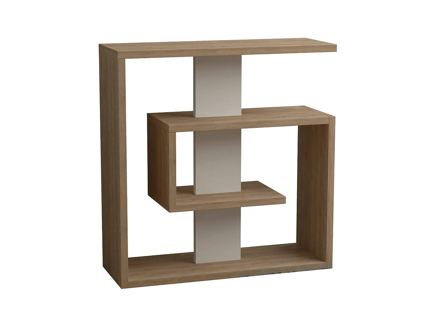 Table basse Dpivatell, Table basse, Porte-revues pour canapé, Etagère de salon, 55x20 h57 cm, Chêne et Blanc