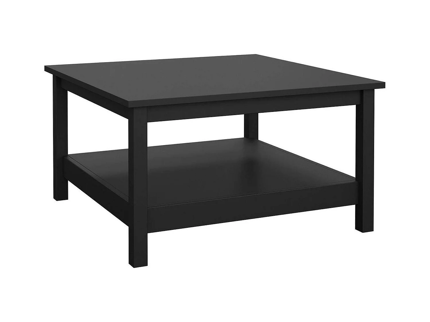 Dvalzani salontafel, Lage salontafel, Tijdschriftenrek voor bank, Woonkamerplank, 81x81 h45 cm, Zwart
