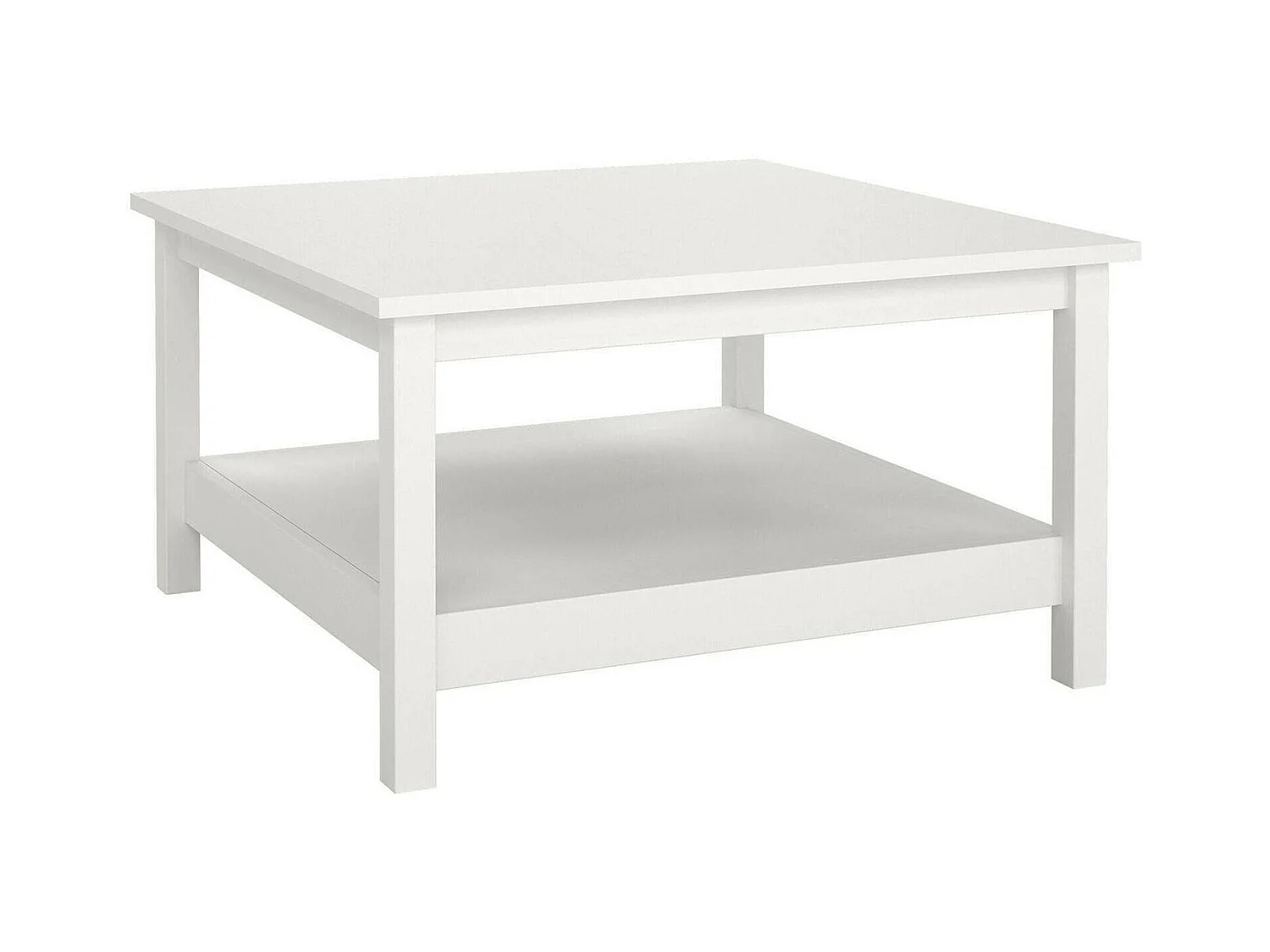 Table basse Dvalzani, Table basse, Porte-revues pour canapé, Etagère de salon, 81x81 h45 cm, Blanc