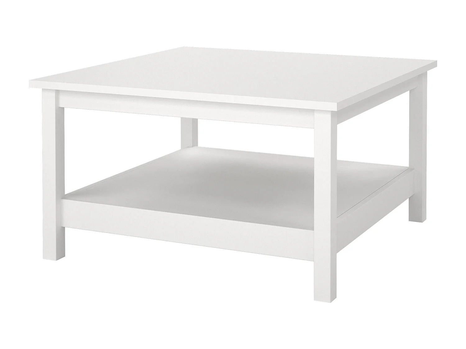 Dvalzani salontafel, Lage salontafel, Tijdschriftenrek voor bank, Woonkamerplank, 81x81 h45 cm, Wit