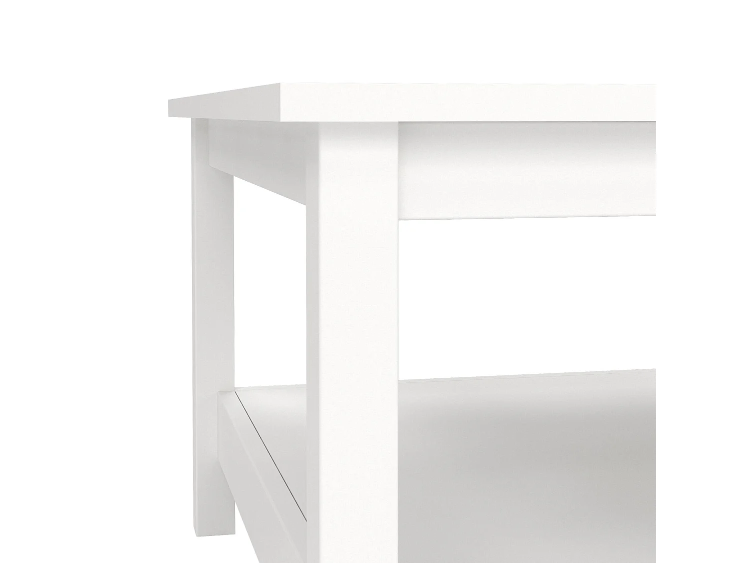 Dvalzani salontafel, Lage salontafel, Tijdschriftenrek voor bank, Woonkamerplank, 81x81 h45 cm, Wit