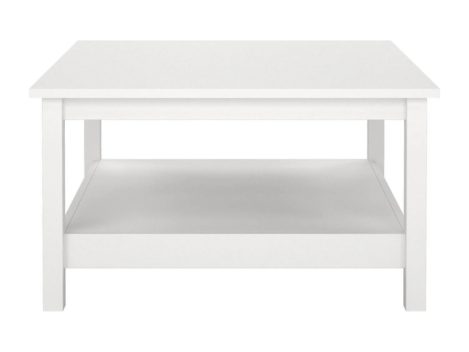 Table basse Dvalzani, Table basse, Porte-revues pour canapé, Etagère de salon, 81x81 h45 cm, Blanc