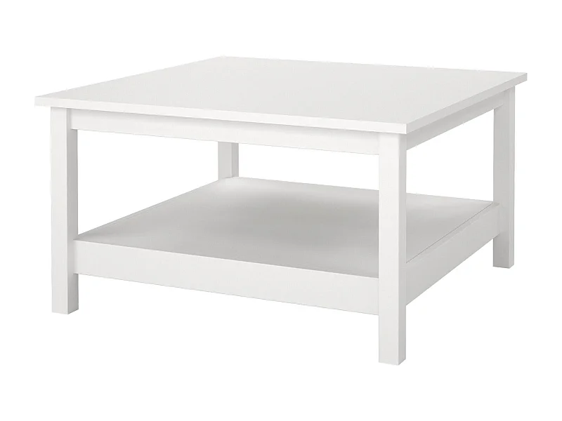 Table basse Dvalzani, Table basse, Porte-revues pour canapé, Etagère de salon, 81x81 h45 cm, Blanc