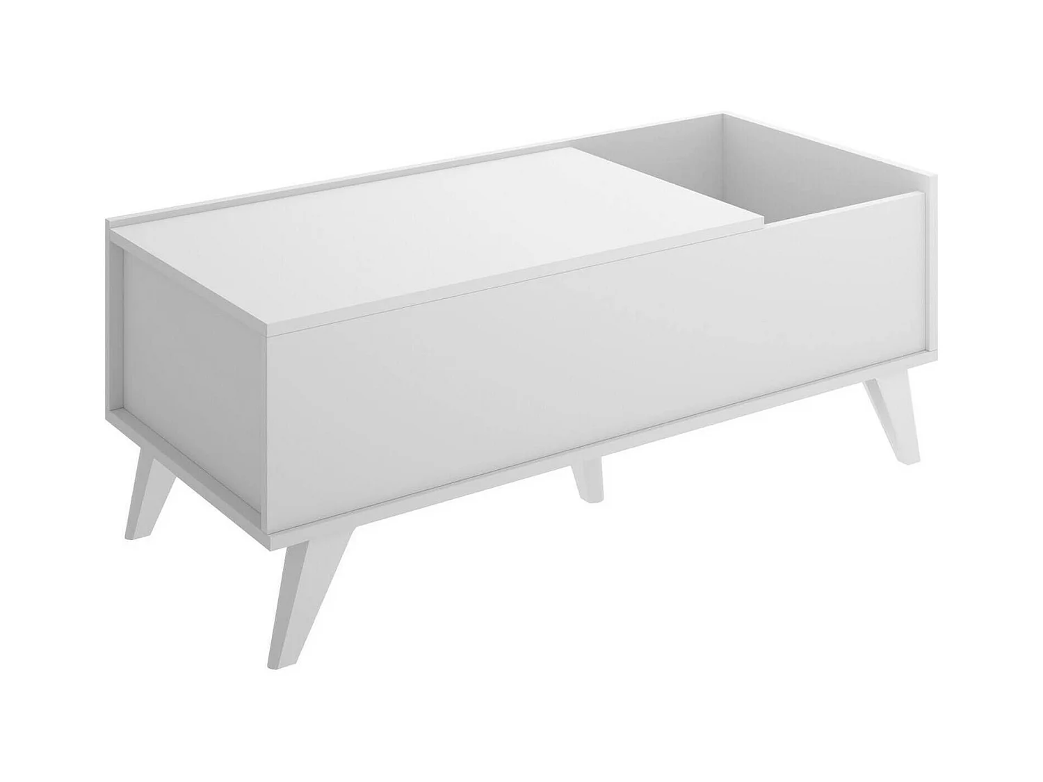 Table basse Dknap, Table basse, Porte-revues pour canapé, Etagère de salon, 99x60 h41 cm, Blanc