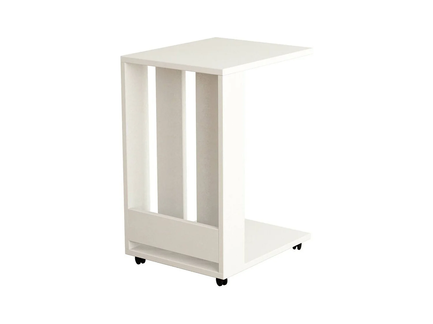 Diannarill salontafel, Lage salontafel, Tijdschriftenrek voor bank, Woonkamerplank, 37x45 h60 cm, Wit