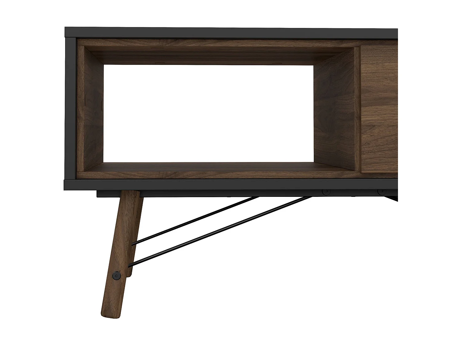Mesa de café Dvalot, Mesa de centro baja, Revistero para sofá, Estante de la sala de estar, 102x48 h50 cm, Negro y Nogal