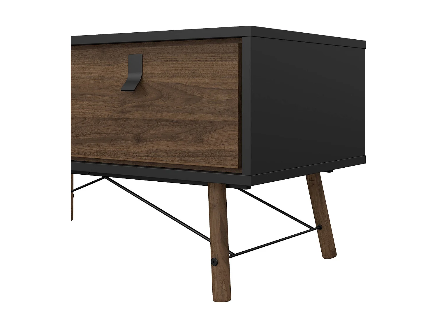 Table basse Dvalot, Table basse, Porte-revues pour canapé, Etagère de salon, 102x48 h50 cm, Noir et Noyer