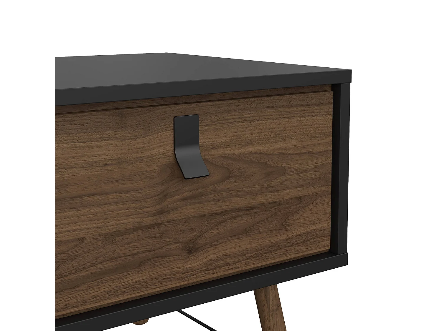 Mesa de café Dvalot, Mesa de centro baja, Revistero para sofá, Estante de la sala de estar, 102x48 h50 cm, Negro y Nogal