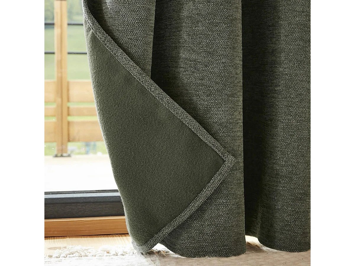 KEYNE - Rideau Thermique Occultant 140 x 180 cm Doublé Polaire Coloris Romarin