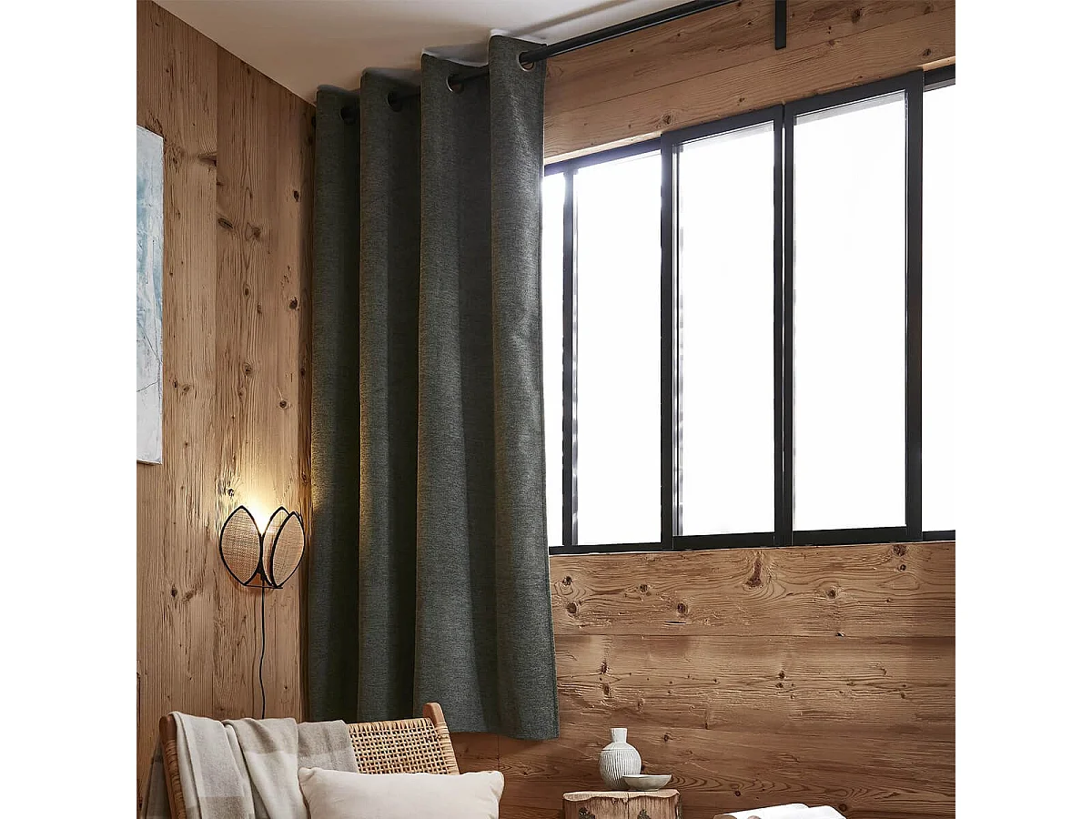 KEYNE - Rideau Thermique Occultant 140 x 180 cm Doublé Polaire Coloris Romarin