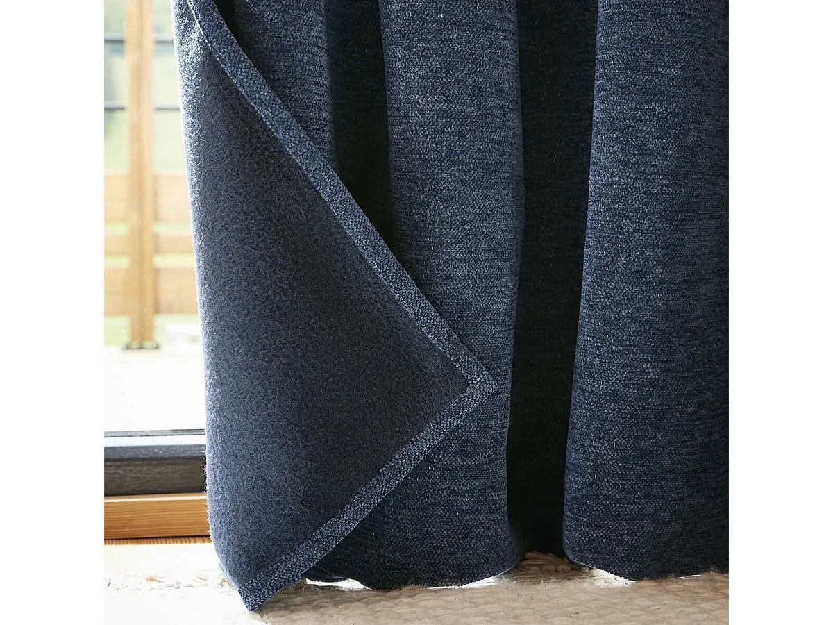 KEYNE - Rideau Thermique Occultant 140 x 180 cm Doublé Polaire Coloris Bleu nuit