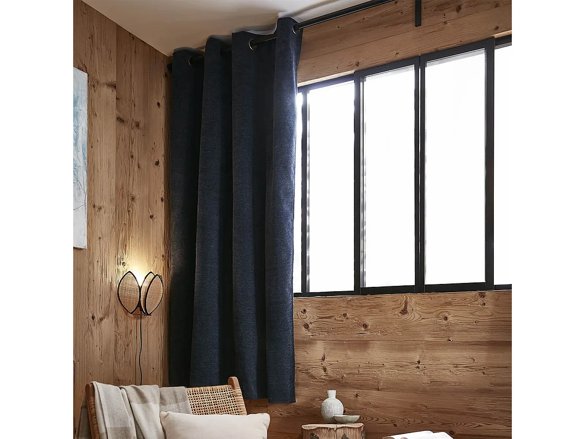 KEYNE - Rideau Thermique Occultant 140 x 180 cm Doublé Polaire Coloris Bleu nuit