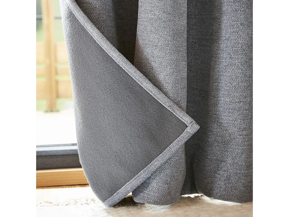 KEYNE - Rideau Thermique Occultant 140 x 180 cm Doublé Polaire Coloris Titane