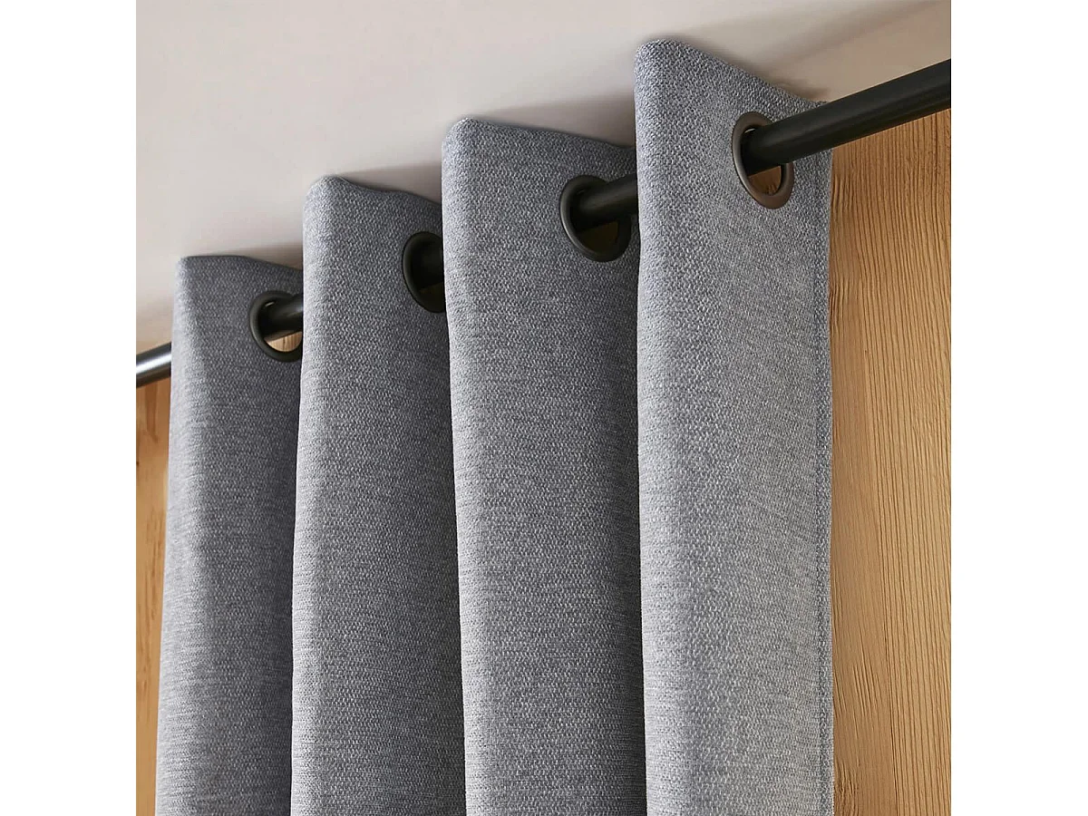 KEYNE - Rideau Thermique Occultant 140 x 180 cm Doublé Polaire Coloris Titane