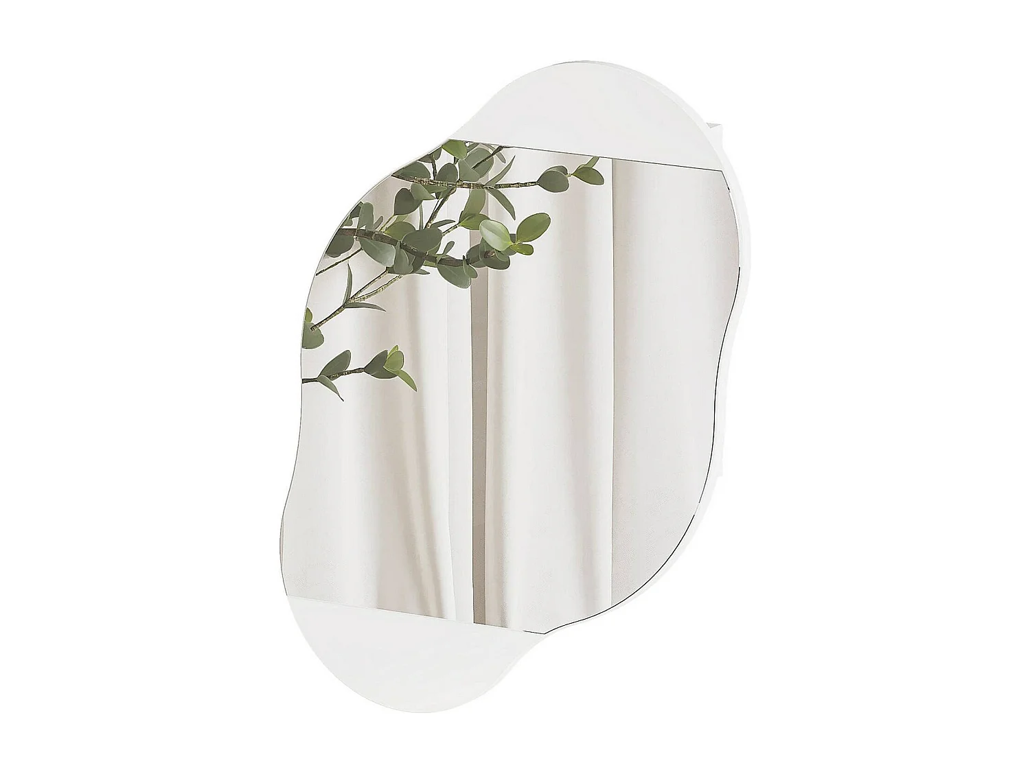 Miroir Dmontevag, Verre miroité, Objet d'ameublement mural, Décoration avec miroir, 60x13 h75 cm, Blanc