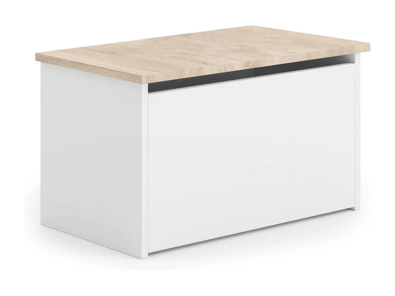 Coffre Dbrogdo, Conteneur polyvalent, Coffre polyvalent, Boîte de rangement, 40x42 h73 cm, Blanc et Chêne clair