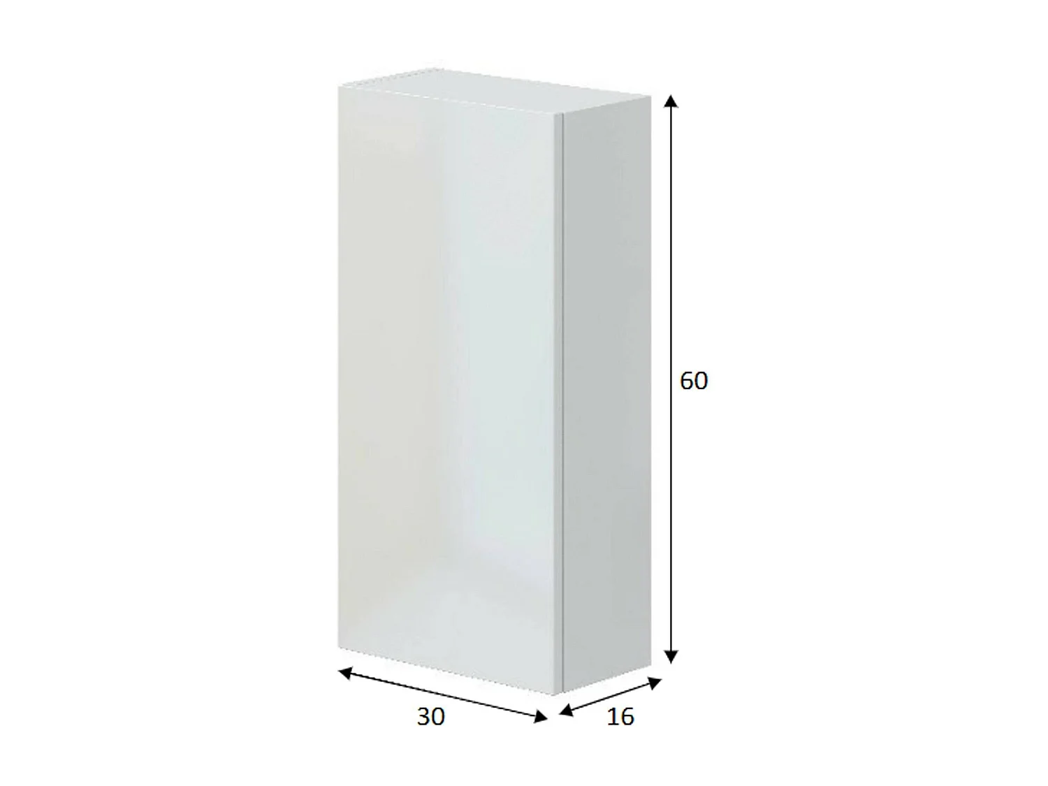 Dmora - Mobile pensile Berlino, 30x16 h60 cm, Bianco lucido