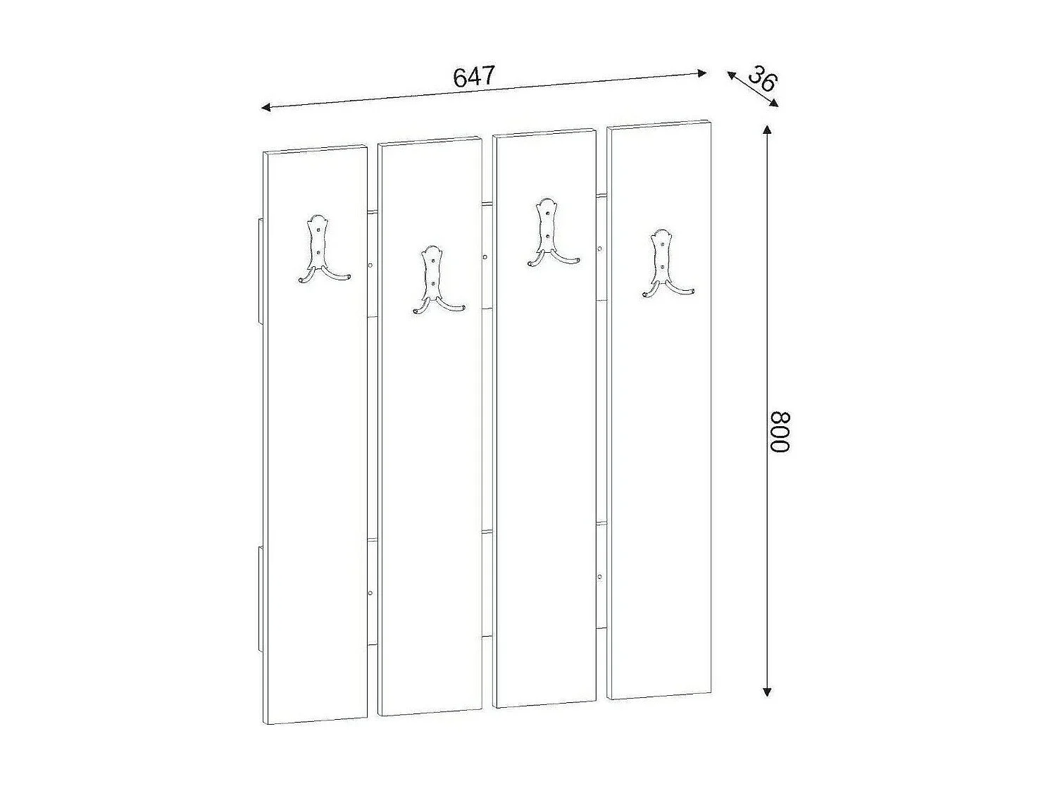 Dmonteris entreemeubilair, Kleerhanger entree, Foyer samenstelling, Multifunctionele opbergconsole, 65x4 h80 cm, Wit
