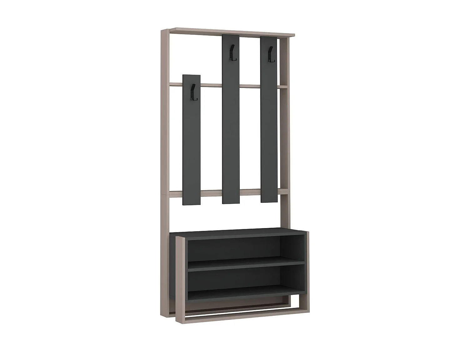 Dnovakovi entreemeubilair, Kleerhangeringang, Atrium-samenstelling, Multifunctionele opbergconsole, 90x36 h180 cm, Beige en Antraciet