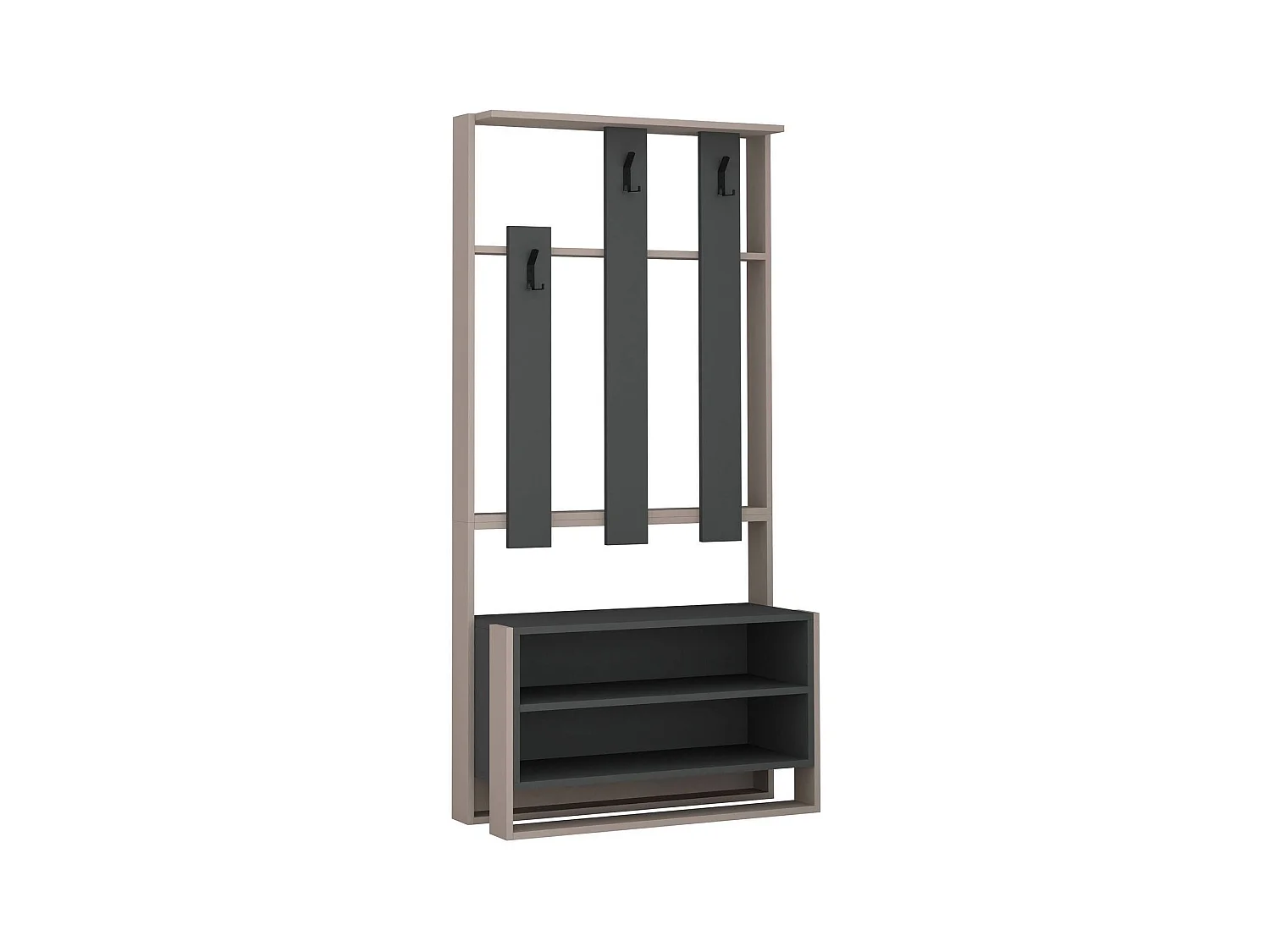 Meuble d'entrée Dnovakovi, Crochet d'entrée, Composition pour l'atrium, Console de rangement multifonction, 90x36 h180 cm, Beige et Anthracite