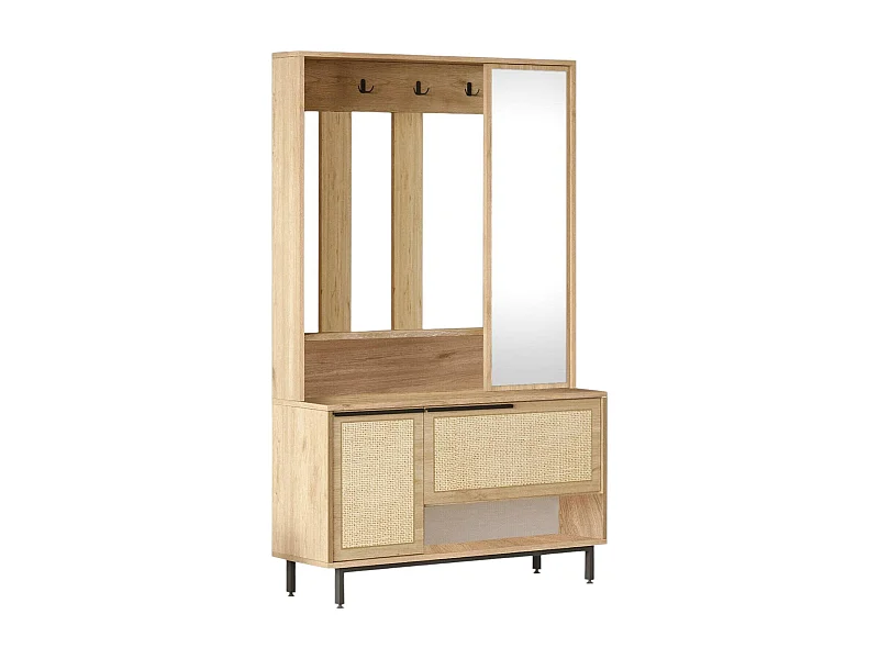 Dmattiazz entreemeubilair, Kleerhangeringang, Atrium-samenstelling, Multifunctionele opbergconsole, 102x36 h178 cm, Walnoot en Eik