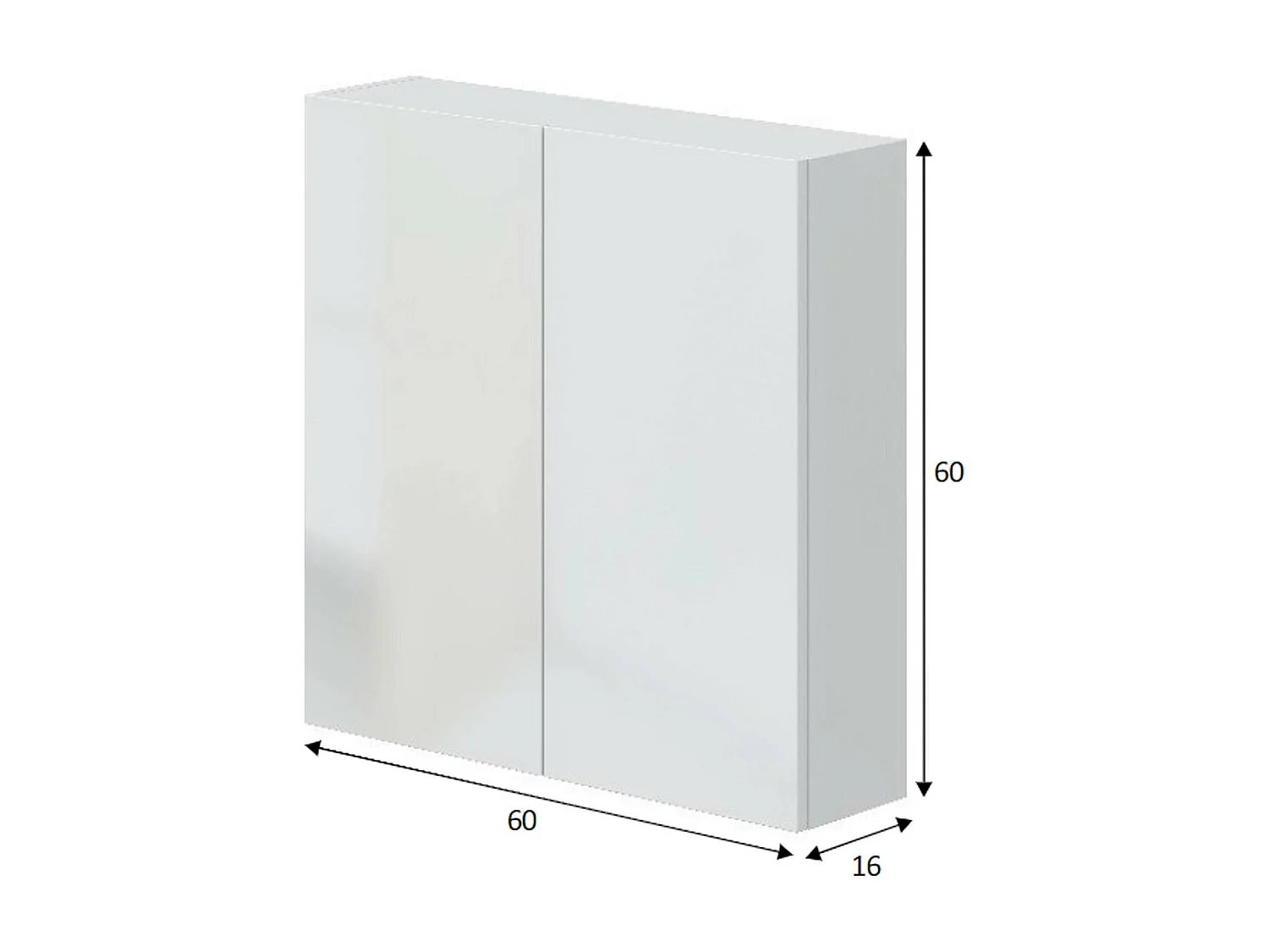 Armario mural Dzaz, Taquilla suspendida, Gabinete de pared, Armario auxiliar multifuncional, 60x16 h60 cm, Blanco brillante