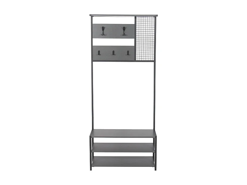 Meuble d'entrée Dmastropasqu, Crochet d'entrée, Composition pour l'atrium, Console de rangement multifonction, 78x30 h182 cm, Anthracite et Noir
