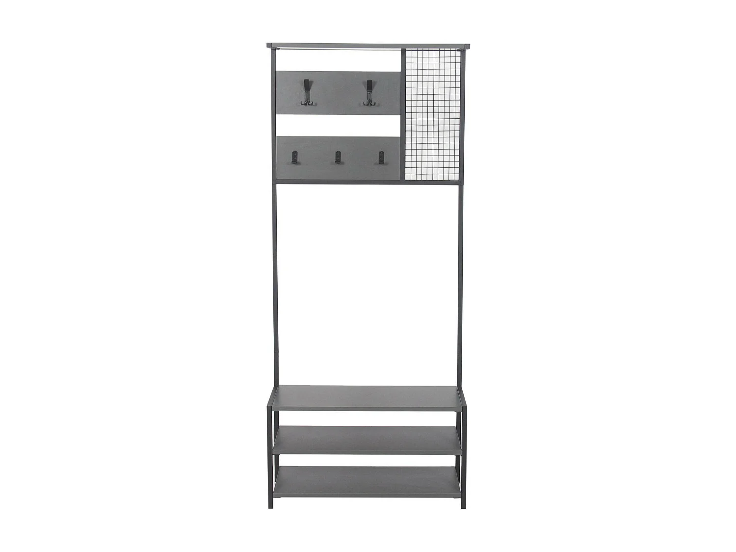 Dmastropasqu entreemeubilair, Kleerhangeringang, Atrium-samenstelling, Multifunctionele opbergconsole, 78x30 h182 cm, Antraciet en Zwart