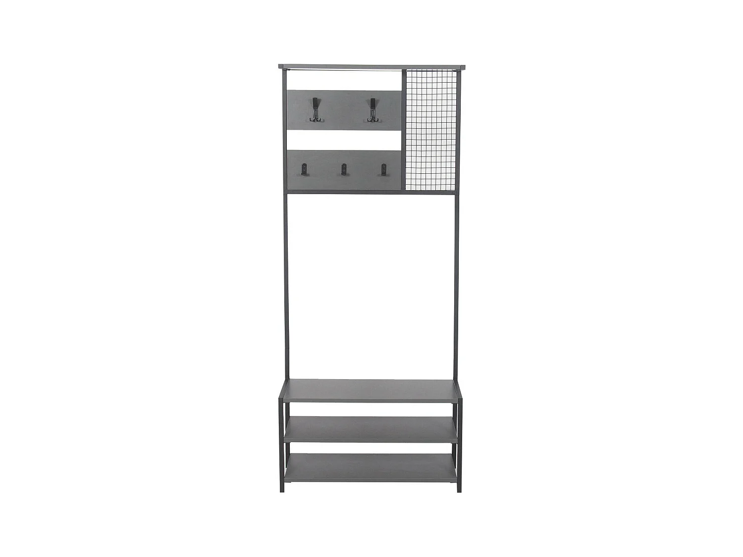 Dmastropasqu entreemeubilair, Kleerhangeringang, Atrium-samenstelling, Multifunctionele opbergconsole, 78x30 h182 cm, Antraciet en Zwart