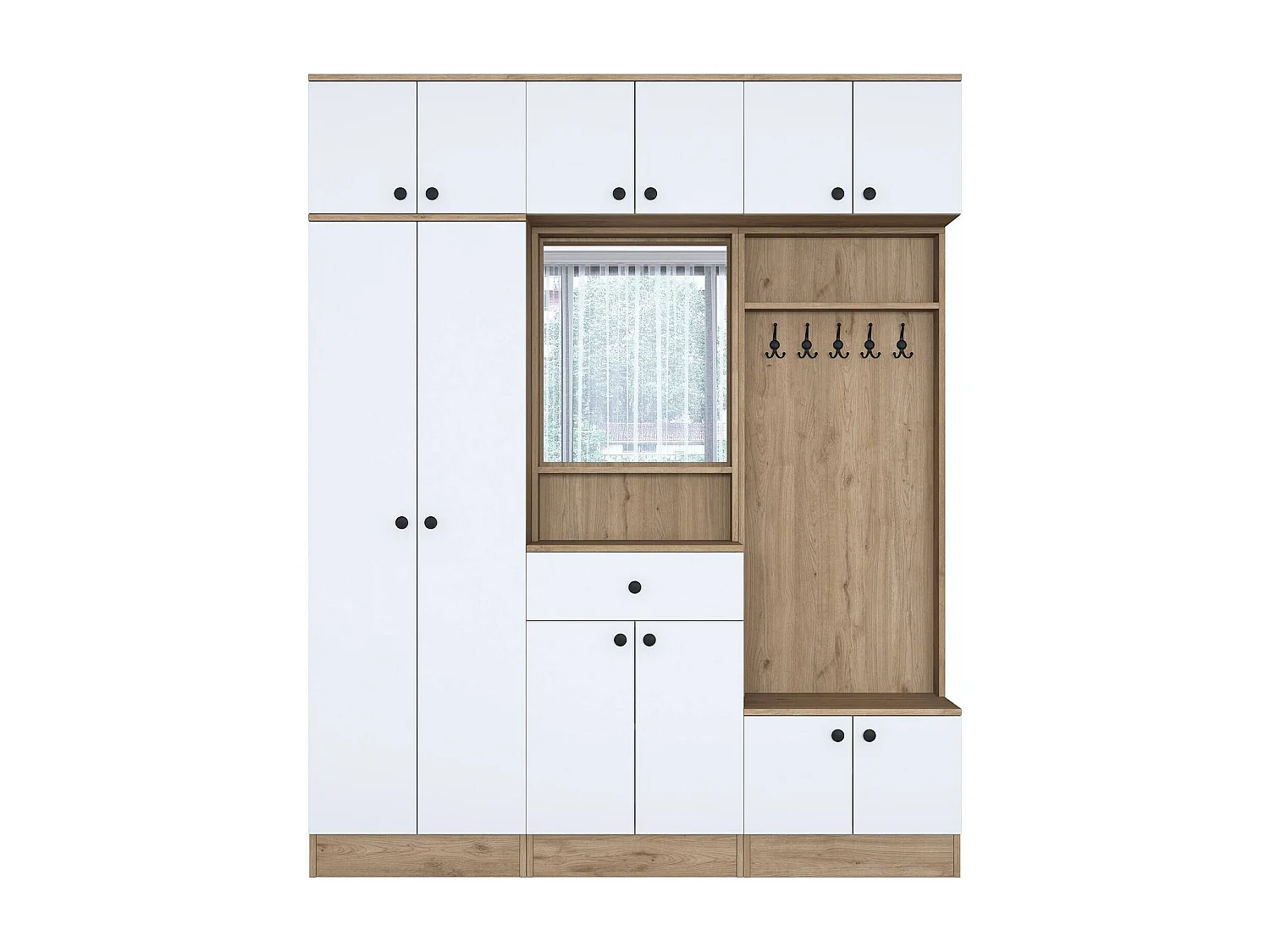 Mobile da Ingresso Adonis, Specchio Incluso, 37.5x179.6x226.4h cm Bianco