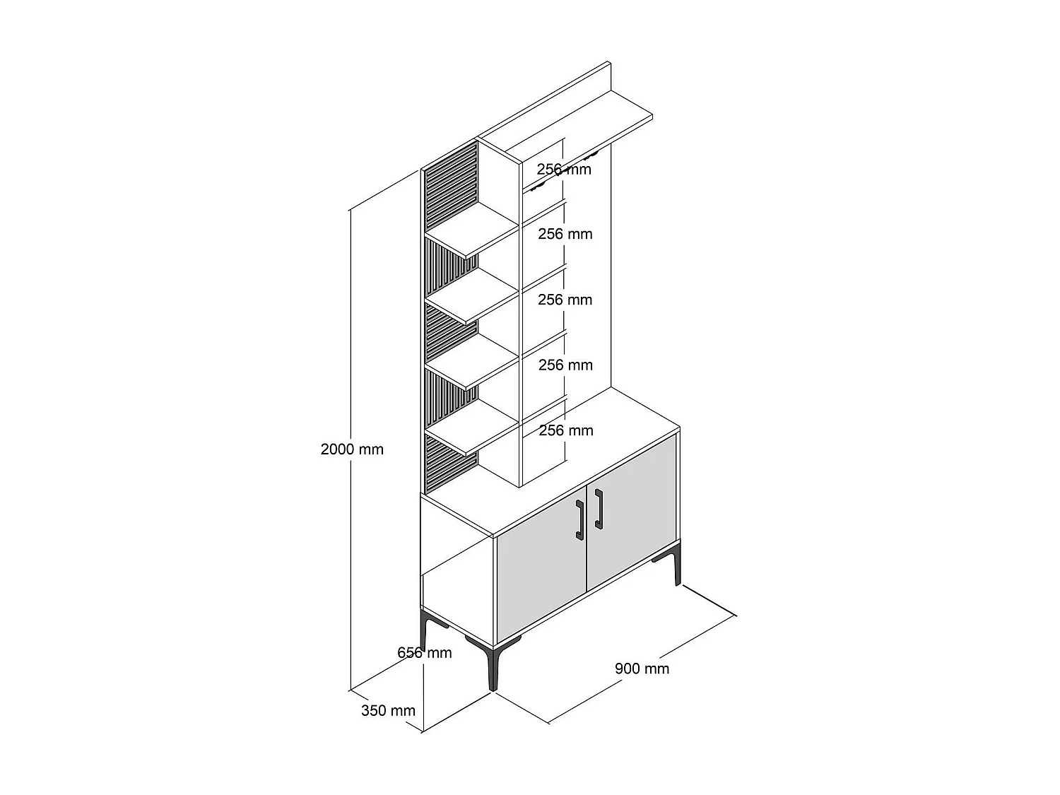 Dfilipporeal entreemeubilair, Kleerhanger entree, Entree compositie, Multifunctionele opbergconsole, 90x35 h200 cm, Walnoot en Crème