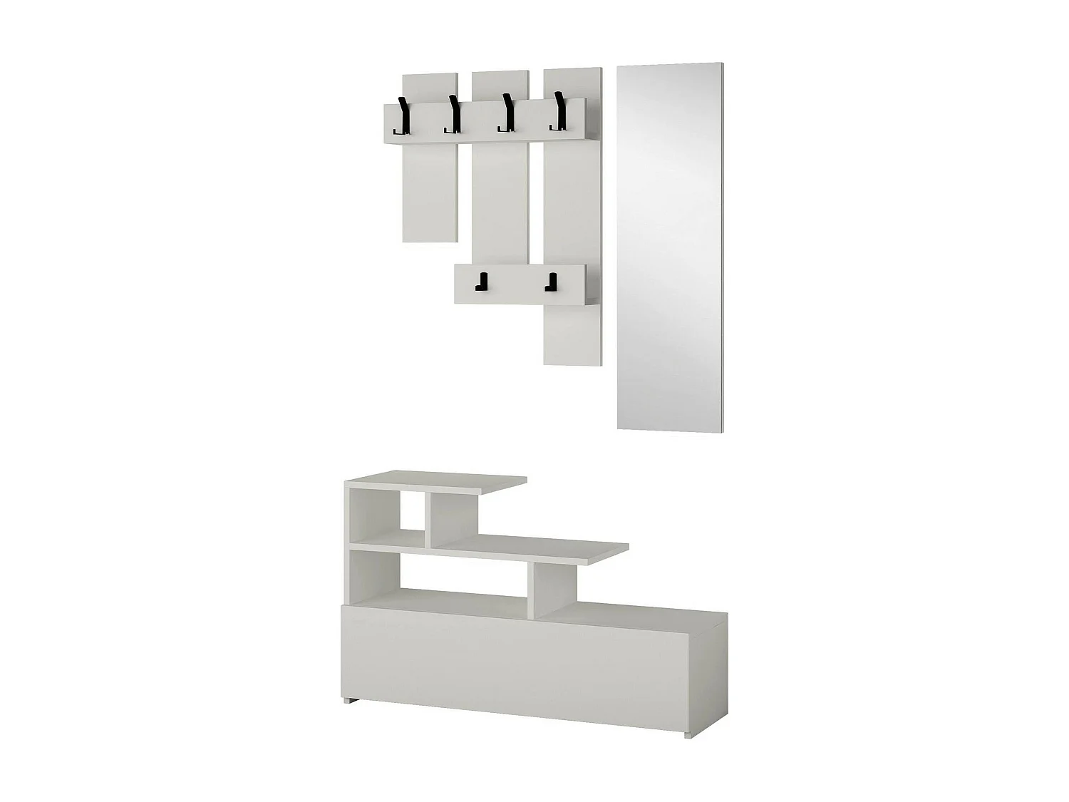 Móveis de entrada Dpregnolat, Cabide de entrada, Composição do átrio, Consola de arrumação multifuncional, 30x5 h99 cm, Branco