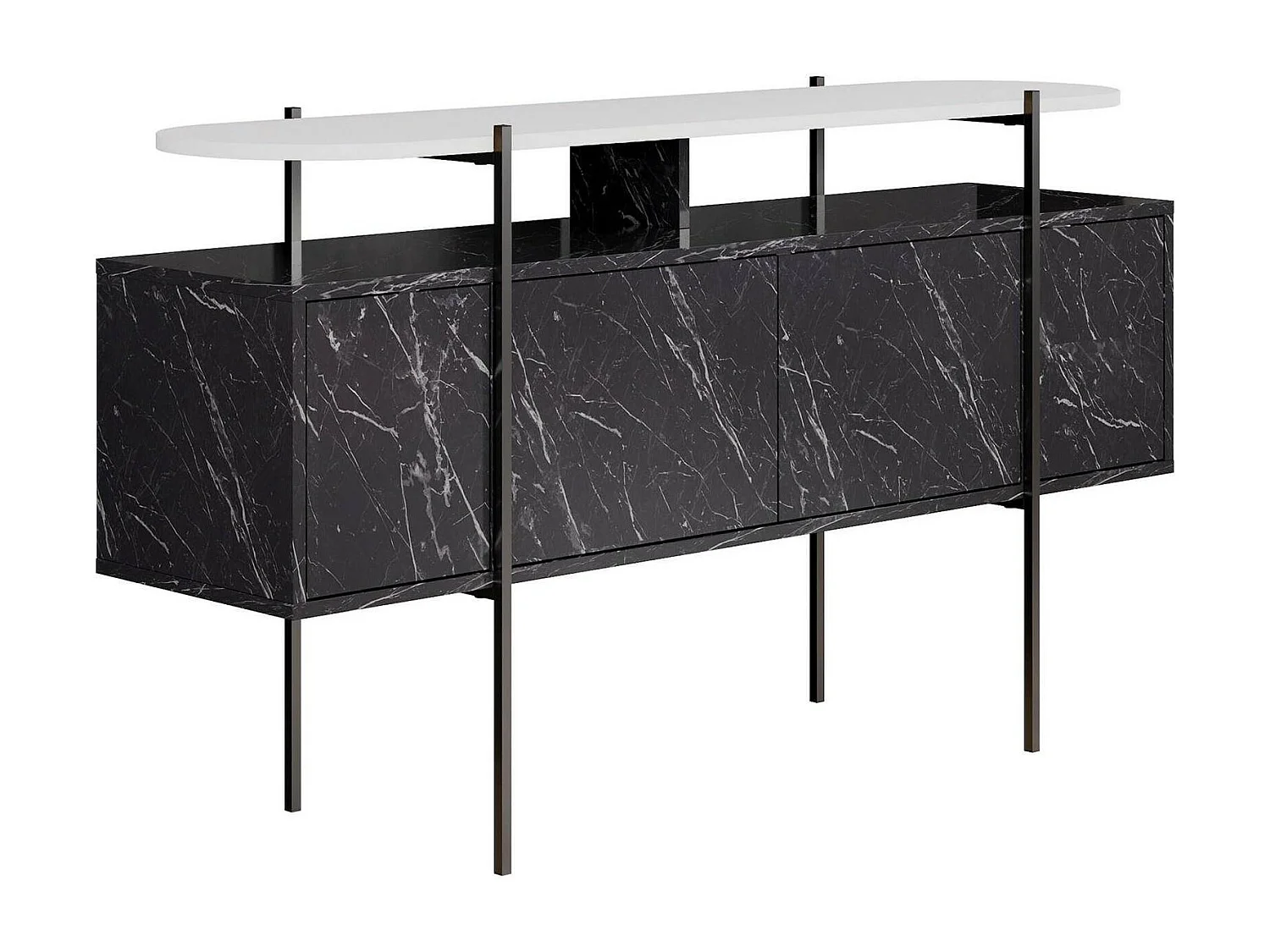 Konsolentisch Dlochoshvil, Tisch, Eingangskonsole, Regal, 150x38 h86 cm, WeiÃŸ und Grau